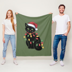 Black Cat Lover Christmas Kitten Gift Cat Mom Xmas Fleece Blanket