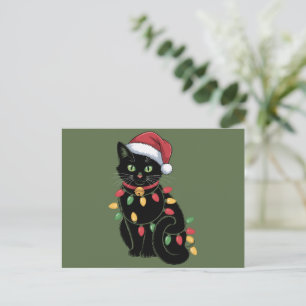 Black Cat Lover Christmas Kitten Gift Cat Mom Xmas Holiday Postcard