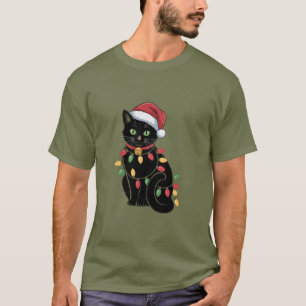 Black Cat Lover Christmas Kitten Gift Cat Mom Xmas T-Shirt