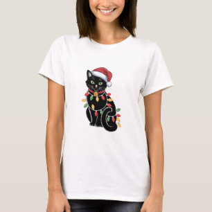Black Cat Lover Christmas Kitten Gift Cat Mom Xmas T-Shirt