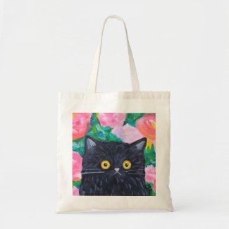 Black Cat Lover Cute Floral Cat Folk Art Cat gift