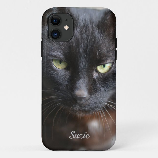 Black Cat Lover Image with Motivational Case-Mate iPhone Case (Back)