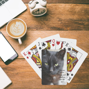 Black Cat Lover Image with Motivational Quote Playing Cards