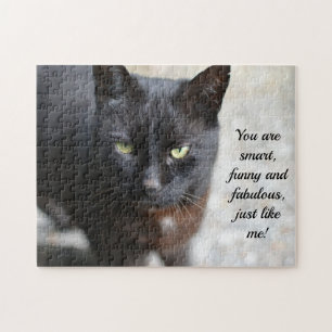 Black Cat Lover Image with Motivational Quote Post Jigsaw Puzzle