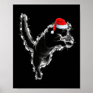 Black Cat Lover Xmas Holiday Santa Hat Black Cat C Poster