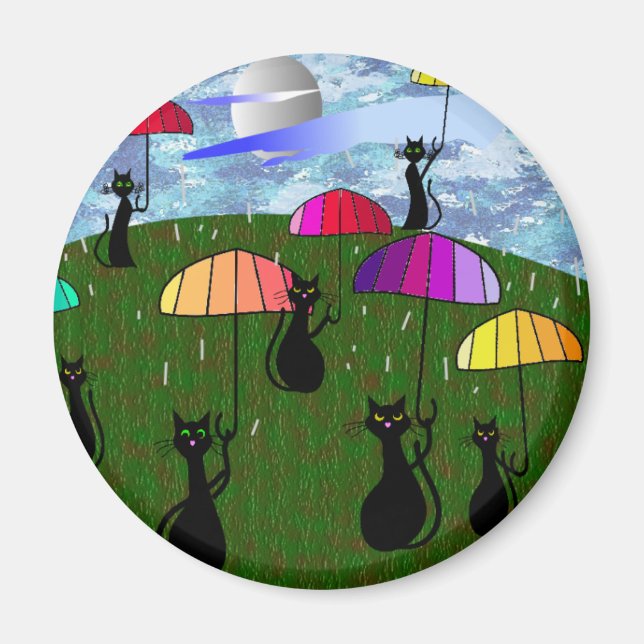 Black Cat Lovers Art Gifts Magnet (Front)