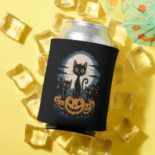 Black Cat Lovers Halloween Starry Night Van Gogh Can Cooler
