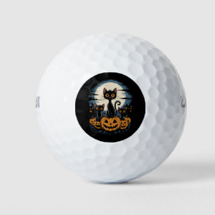 Black Cat Lovers Halloween Starry Night Van Gogh Golf Balls