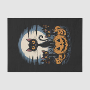 Black Cat Lovers Halloween Starry Night Van Gogh Tissue Paper