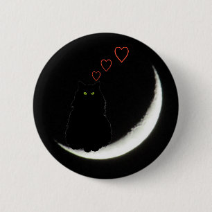 Black Cat Loves You To the Moon and Back 2 Inch Round Button