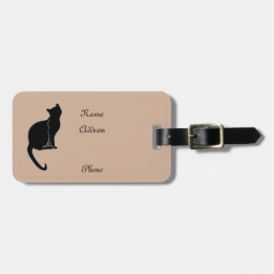 Black cat luggage tag