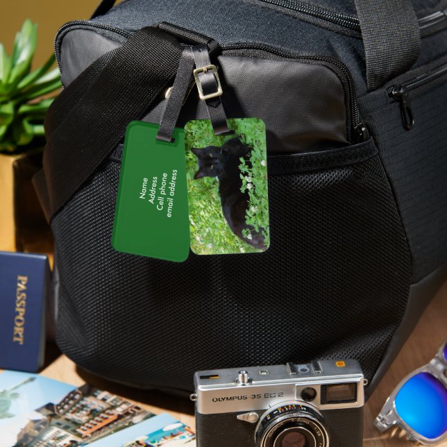 Black Cat Luggage Tag (Front & Back)