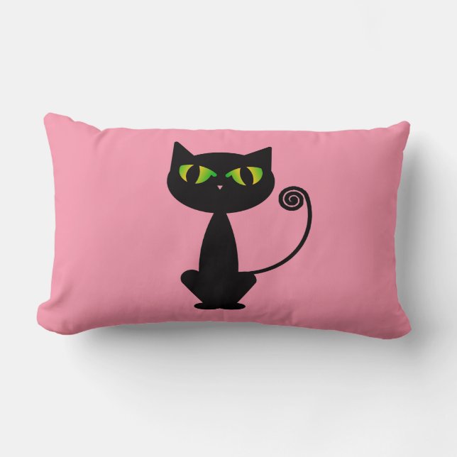 Black Cat Lumbar Pillow (Front)