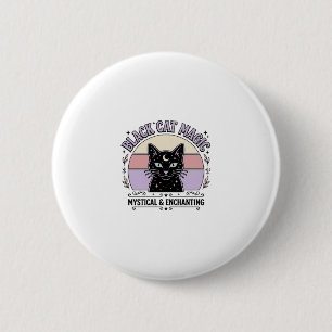 Black Cat Magic Cat Black Cat Vintage Vector Art S 2 Inch Round Button