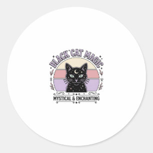 Black Cat Magic Cat Black Cat Vintage Vector Art S Classic Round Sticker