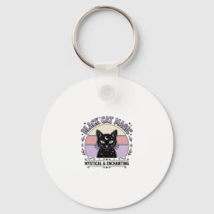 Black Cat Magic Cat Black Cat Vintage Vector Art S Keychain