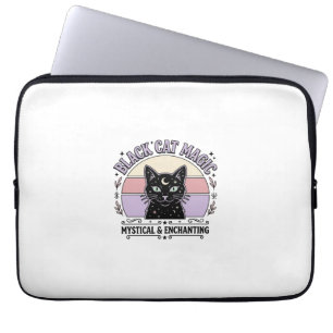 Black Cat Magic Cat Black Cat Vintage Vector Art S Laptop Sleeve