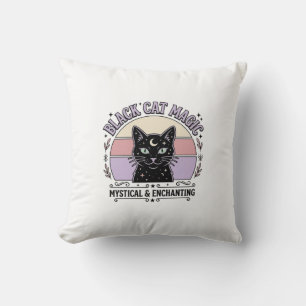 Black Cat Magic Cat Black Cat Vintage Vector Art S Throw Pillow