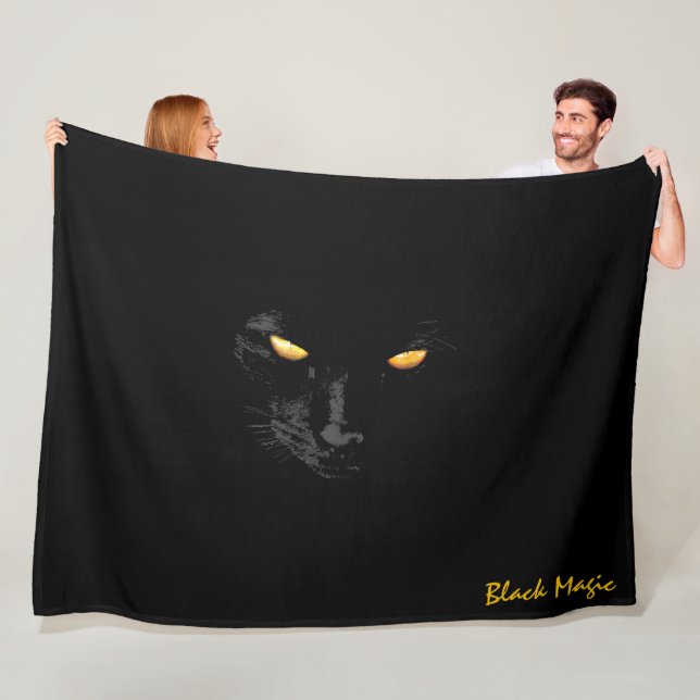 Black Cat Magic chic customizable Fleece Blanket (In Situ)