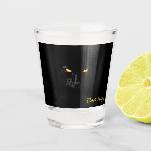 Black Cat Magic classy Shot Glass (Front)