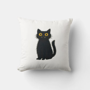 Black Cat Magic � Cute Halloween & Mystic Cat Art Throw Pillow