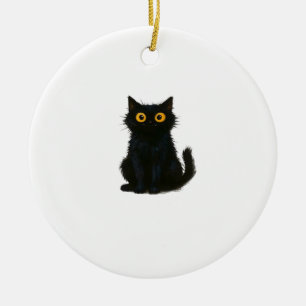 Black Cat Magic � Cute & Spooky Halloween Cat Art  Ceramic Ornament