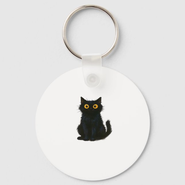 Black Cat Magic � Cute & Spooky Halloween Cat Art  Keychain (Front)