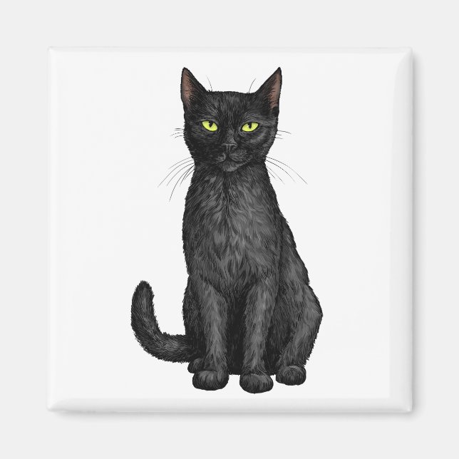 Black cat magnet (Front)