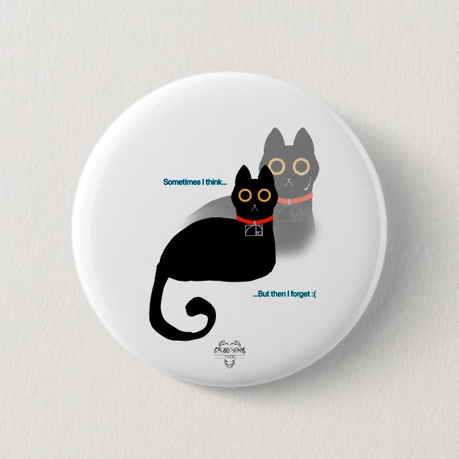 Black Cat Meme Pin Button (Front)