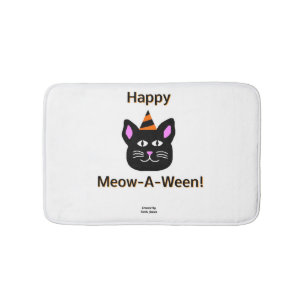 Black Cat Meow-A-Ween Bath Mat