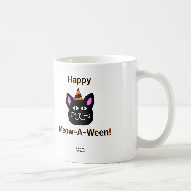 Black Cat Meow-A-Ween Coffee Mug (Right)