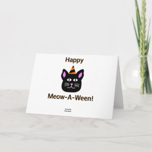 Black Cat Meow-A-Ween Horizontal Greeting Card