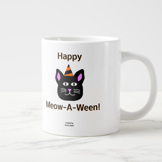 Black Cat Meow-A-Ween Jumbo Mug (Right)