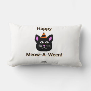 Black Cat Meow-A-Ween Lumbar Pillow