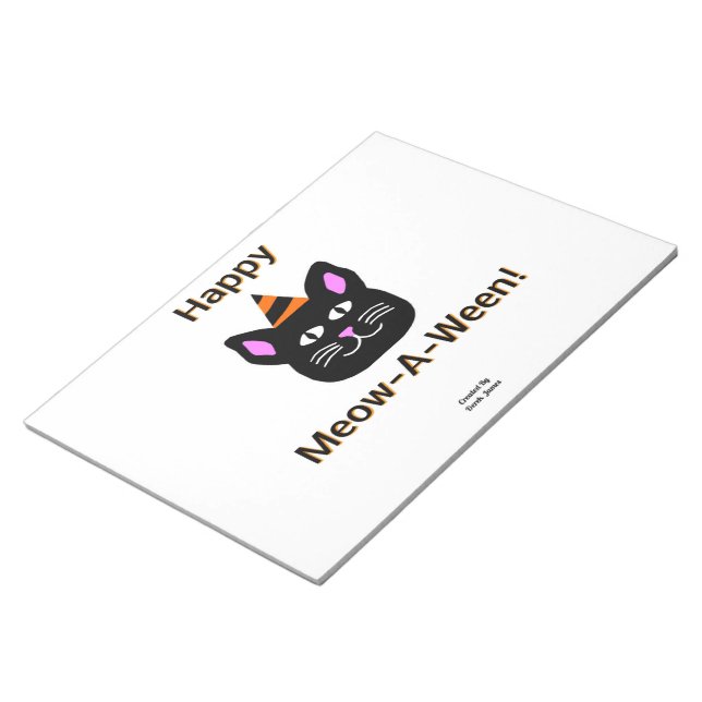 Black Cat Meow-A-Ween Notepad (27.9 cm x 21.6 cm) (Angled)