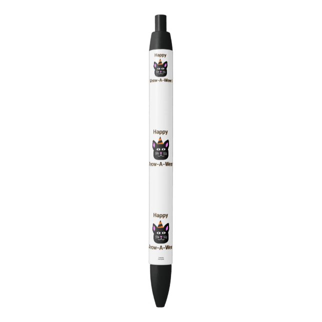 Black Cat Meow-A-Ween Pen (Front Vertical)