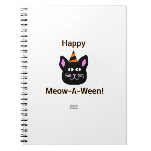 Black Cat Meow-A-Ween Spiral Photo Notebook