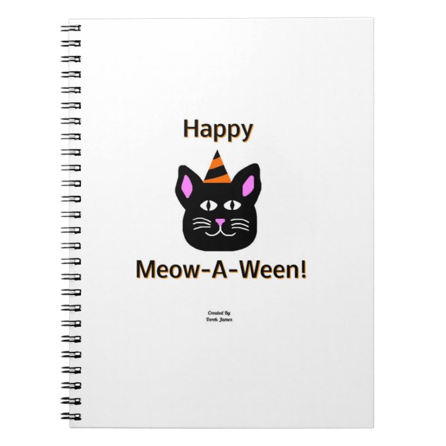 Black Cat Meow-A-Ween Spiral Photo Notebook (Front)