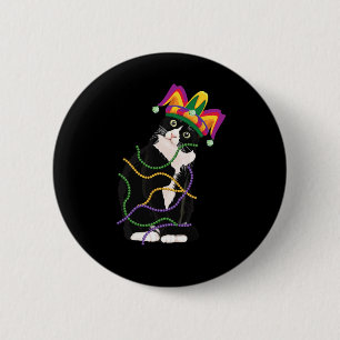 Black Cat Meow Mardi Gras Mask Fleur De Lis Cat Lo 2 Inch Round Button