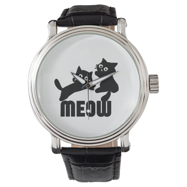 black cat,meow watch (Front)