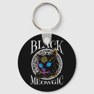 Black Cat Meowgic Halloween Witch Witchcraft Keychain