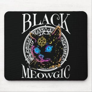 Black Cat Meowgic Halloween Witch Witchcraft Mouse Pad