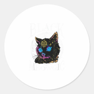 Black Cat Meowgic, Halloween Witch, Witchcraft Pen Classic Round Sticker