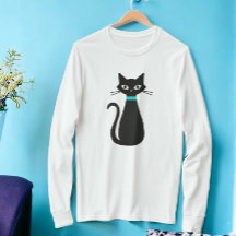 Black Cat Mid-Century Modern Long-Sleeved T-shirt