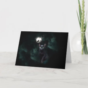 Black Cat Misty Moon Card