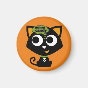 Black Cat Mmm Candy Halloween  Magnet