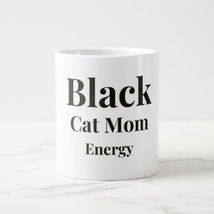 Black Cat Mom Energy Mug   Minimalist Cat Lover 