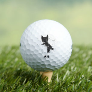Black Cat Monogram Animal Kitty Kitten Pet Golf Balls