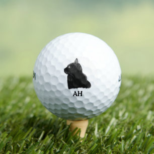 Black Cat Monogram Animal Kitty Kitten Pet  Golf Balls