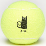 Black Cat Monogram Tennis Balls<br><div class="desc">A fun little black cat to bring luck. Original art by Nic Squirrell. Change the monogram initials to personalize.</div>